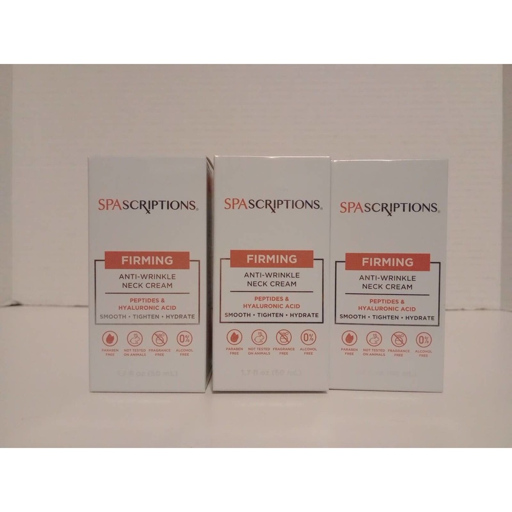Lot Of 3-SpaScriptions Firming Anti-Wrinkle Neck Cream With Hyaluronic Acid,